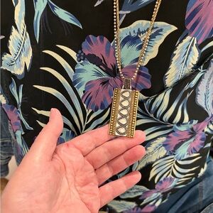 N159 Chico’s Pendant on Multicolor Chain Necklace 34” Chain